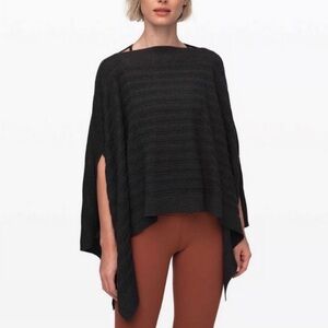 Lululemon Gray One Size Forward Flow Soft Knit Poncho Sweater